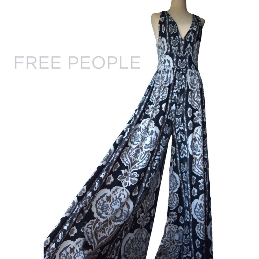 Free People Wide Leg Jersey Soft Jumpsuit - Size X-Small